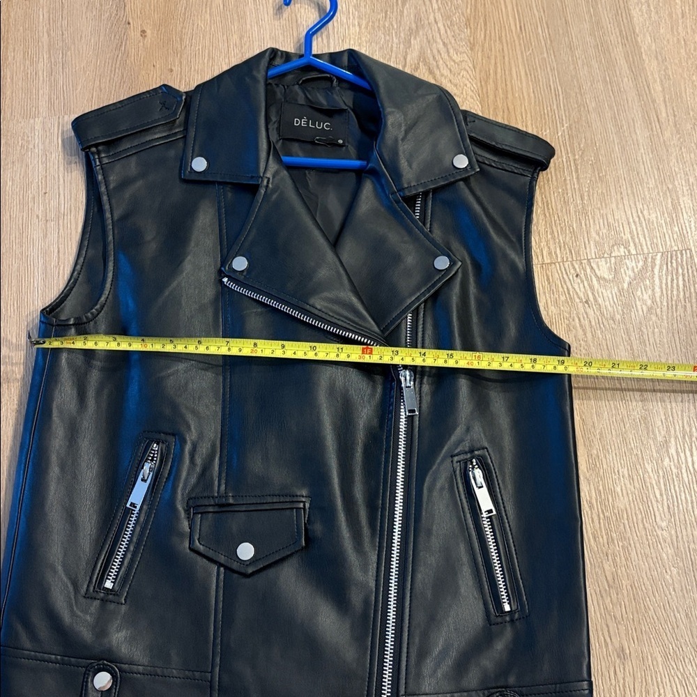 Deluc Black faux Leather Vest with Silver Accents - Picture 4 of 4